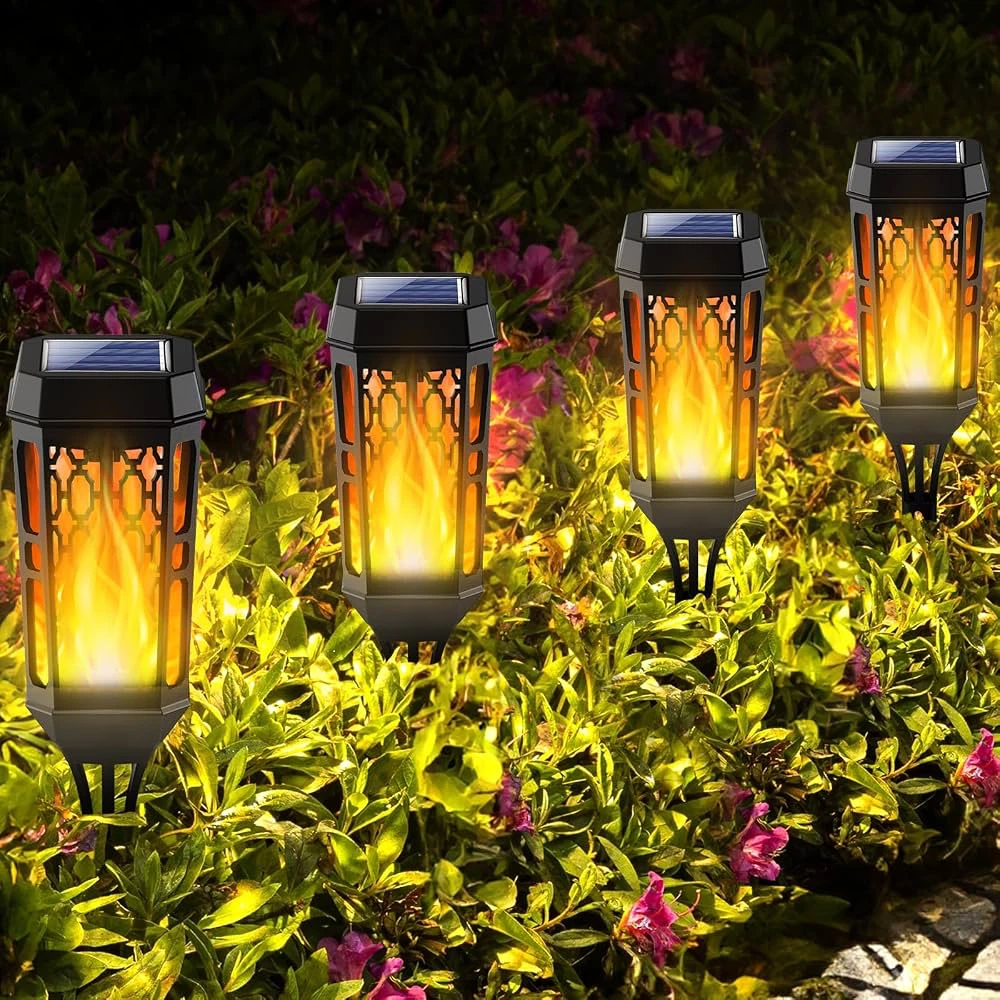 Solar Torch Flame Lights, LED Solar Lights - 6 Pack - BNIB