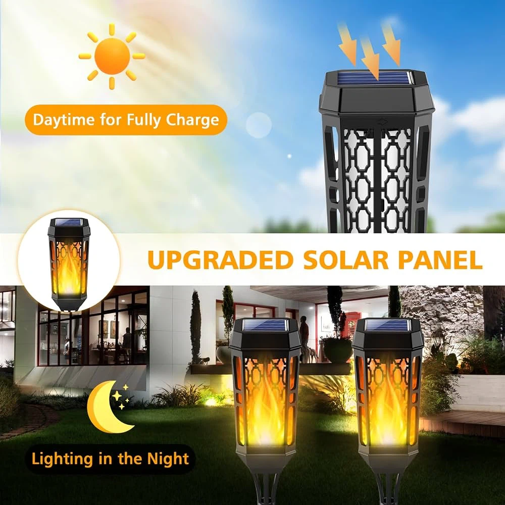 Solar Torch Flame Lights, LED Solar Lights - 6 Pack - BNIB - photo 2