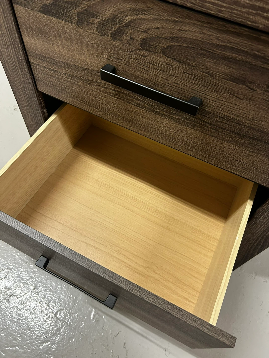 SALE 2 drawer nightstand in dark brown wood grain - photo 5