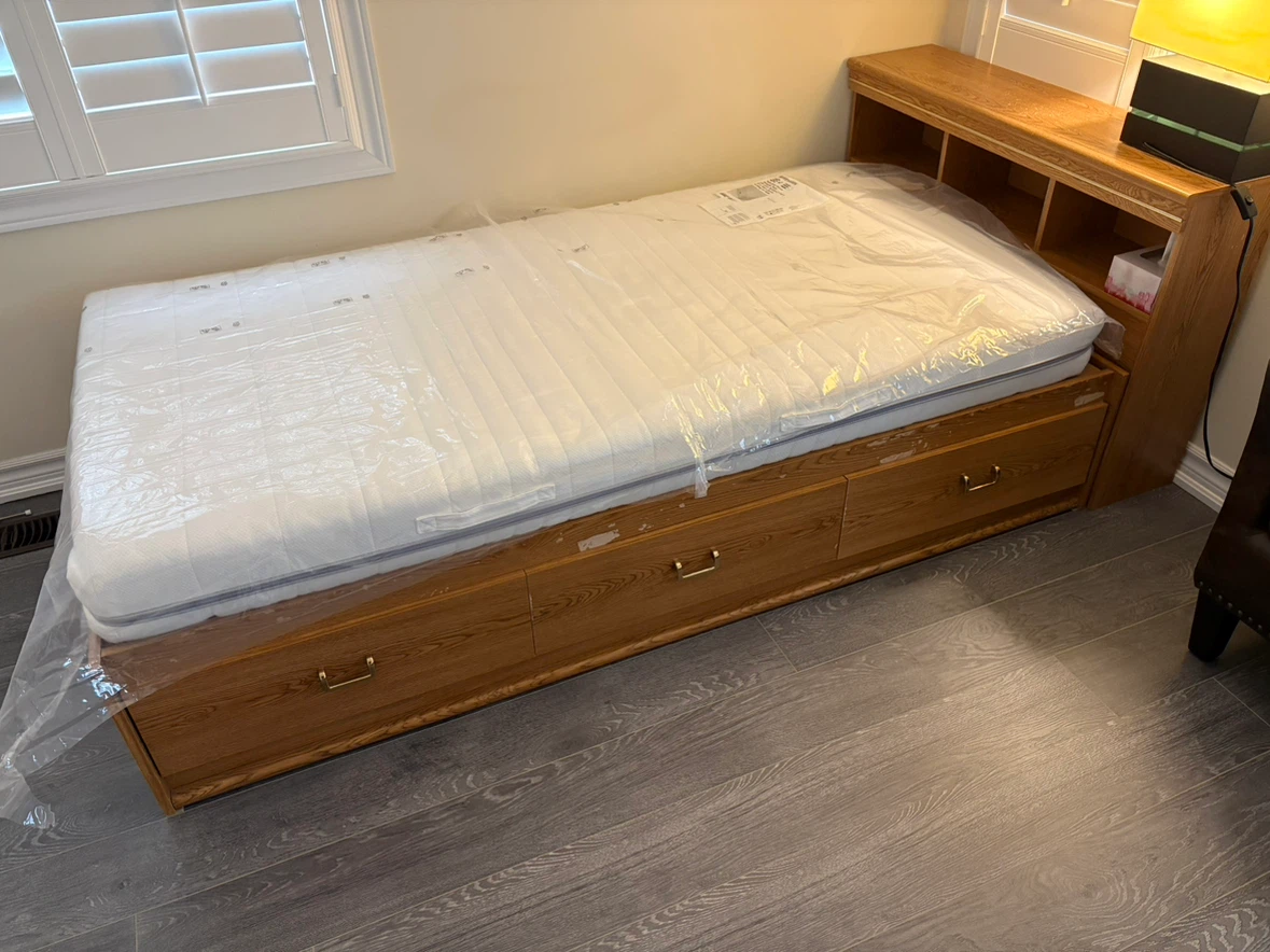 Twin Bed with Built-in Headboard Storage and Drawers - photo 2