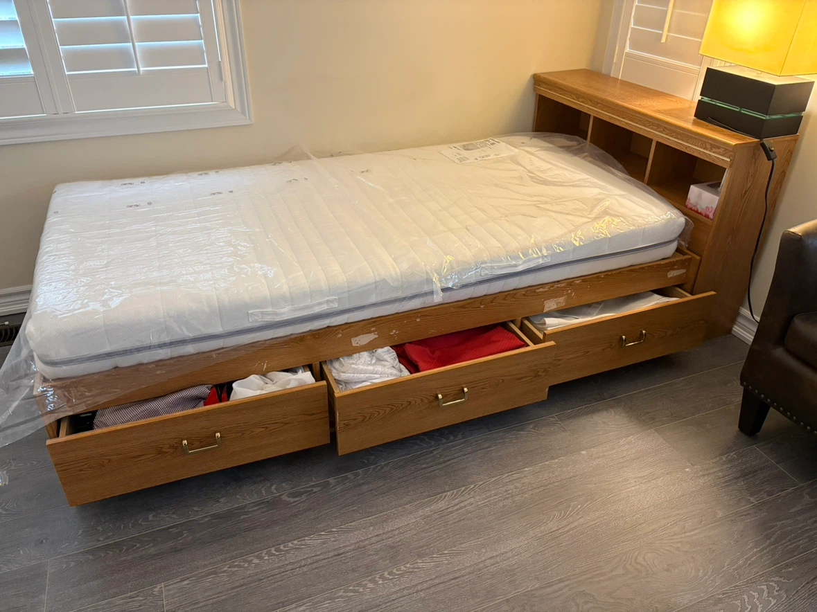Twin Bed with Built-in Headboard Storage and Drawers - photo 3