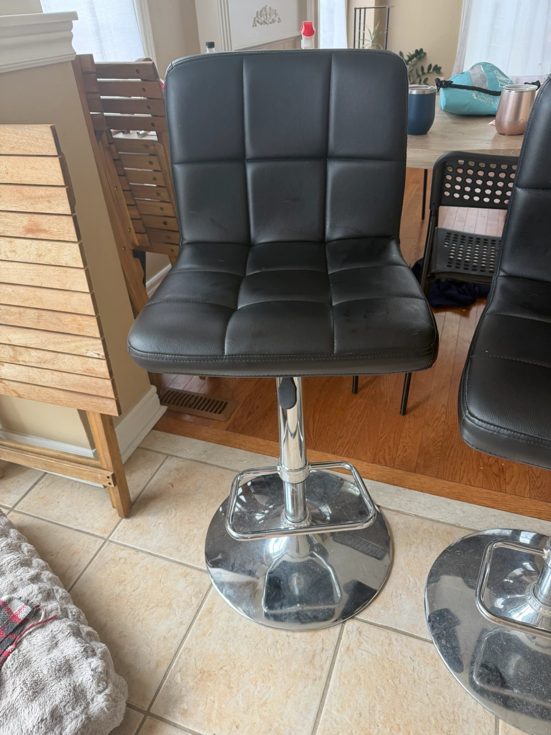 Black adjustable bar stools