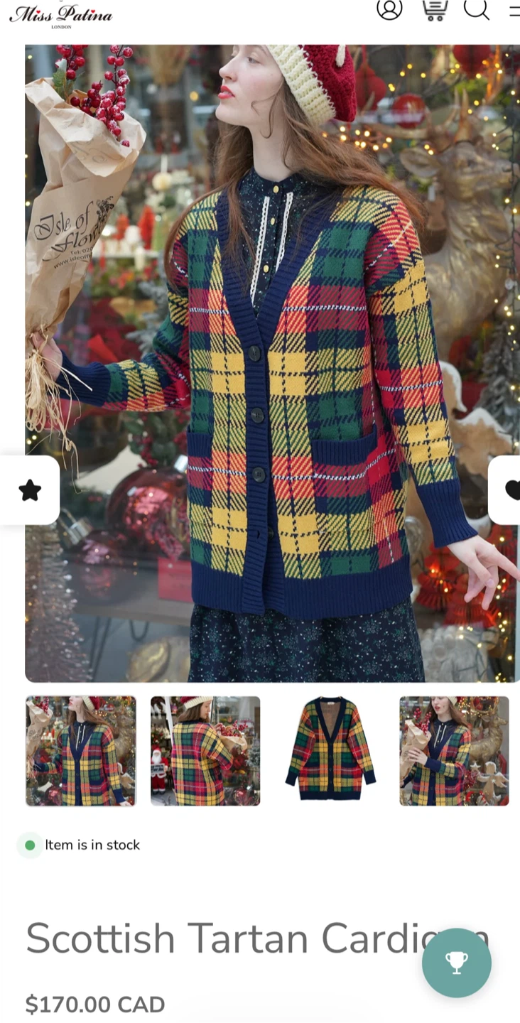 Miss Patina Scottish Tartan Cardigan