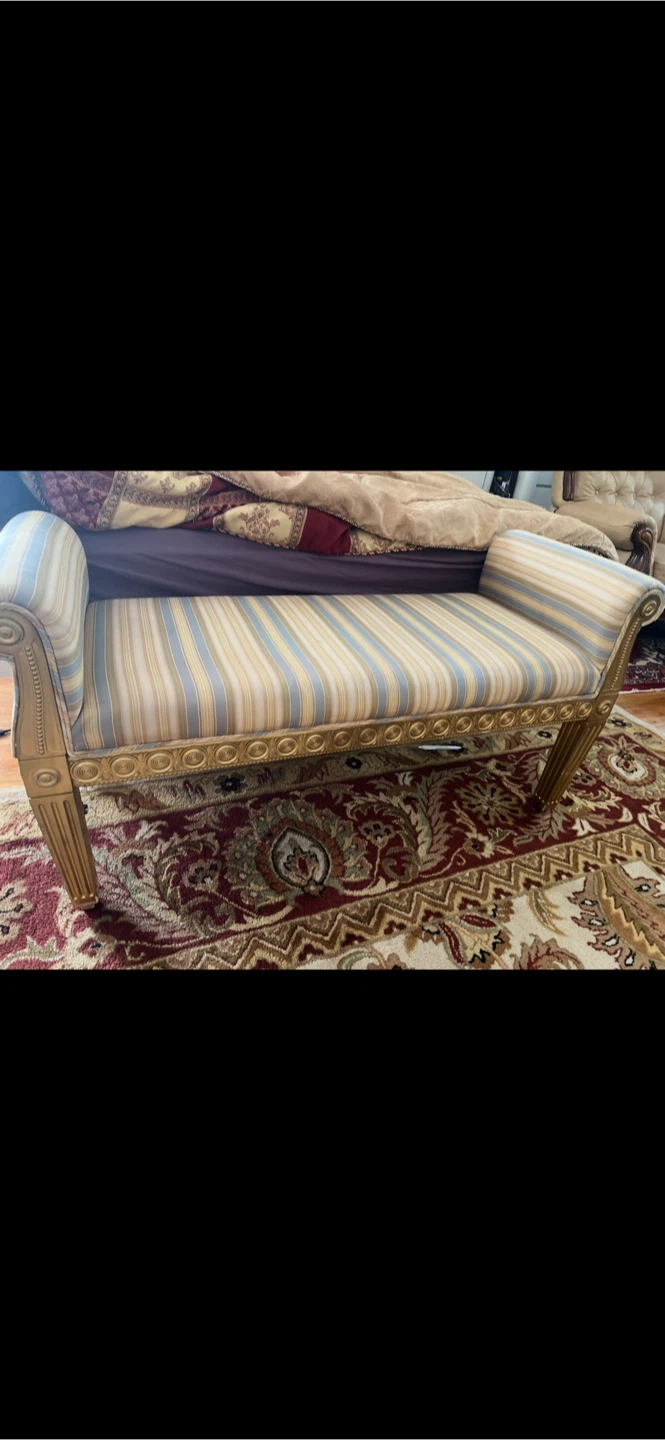 Striped Upholstered Bench - photo 2