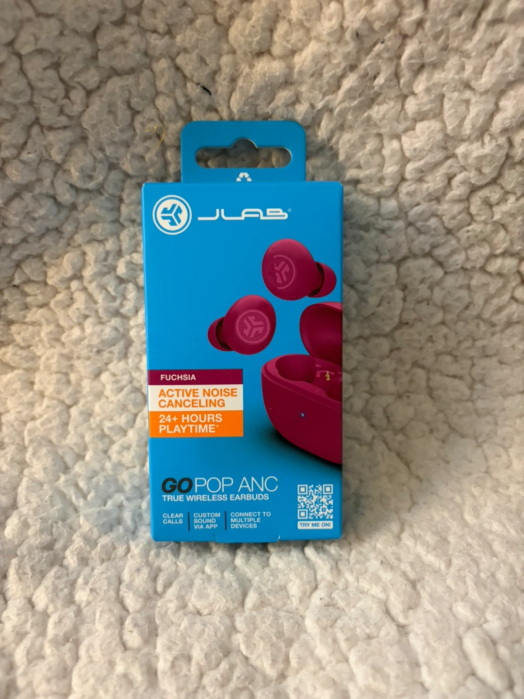 JLab Go Pop ANC True Wireless Earbuds in Fuchsia