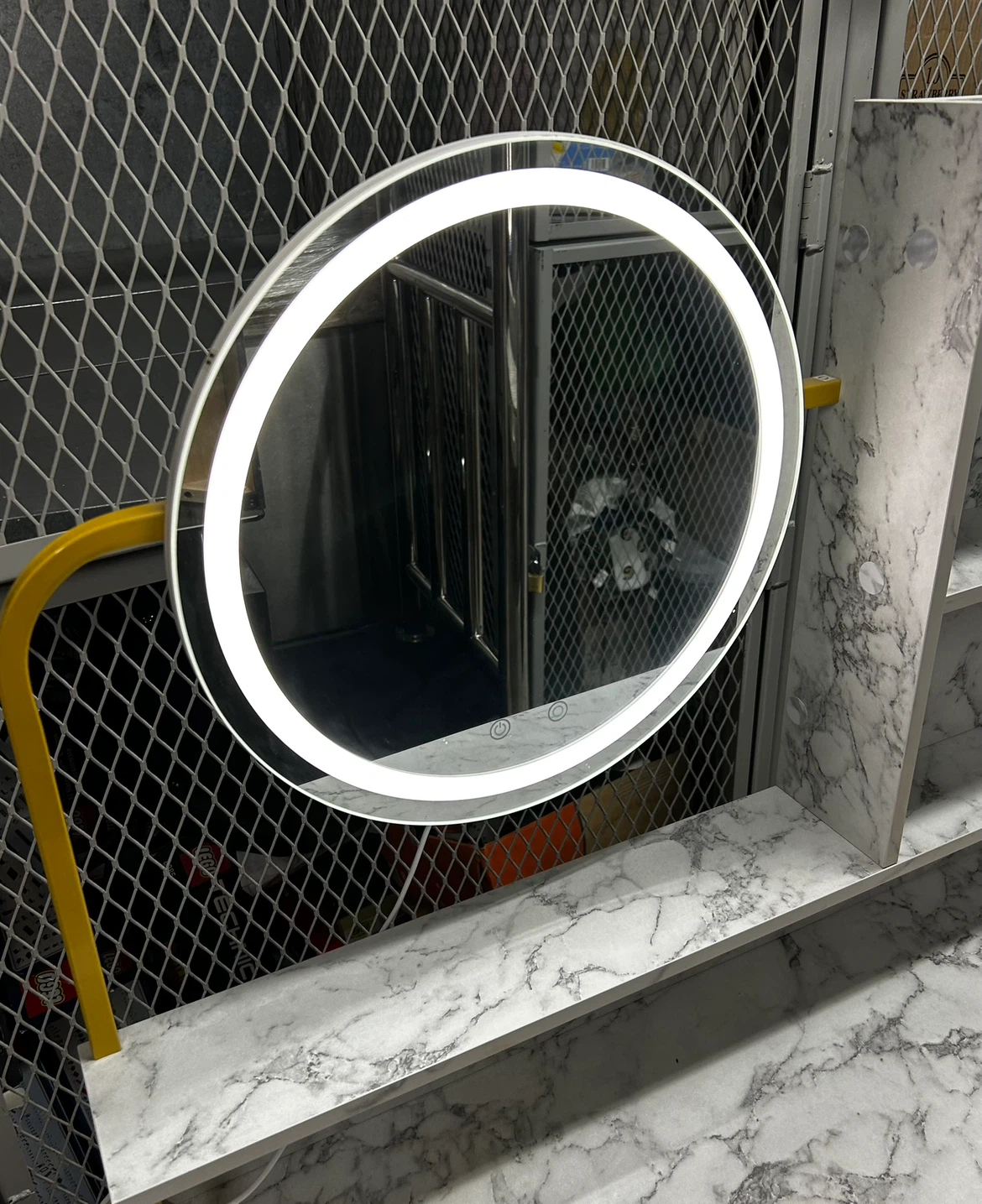 Marble-Finish Vanity with LED Mirror and Power Outlets - photo 2