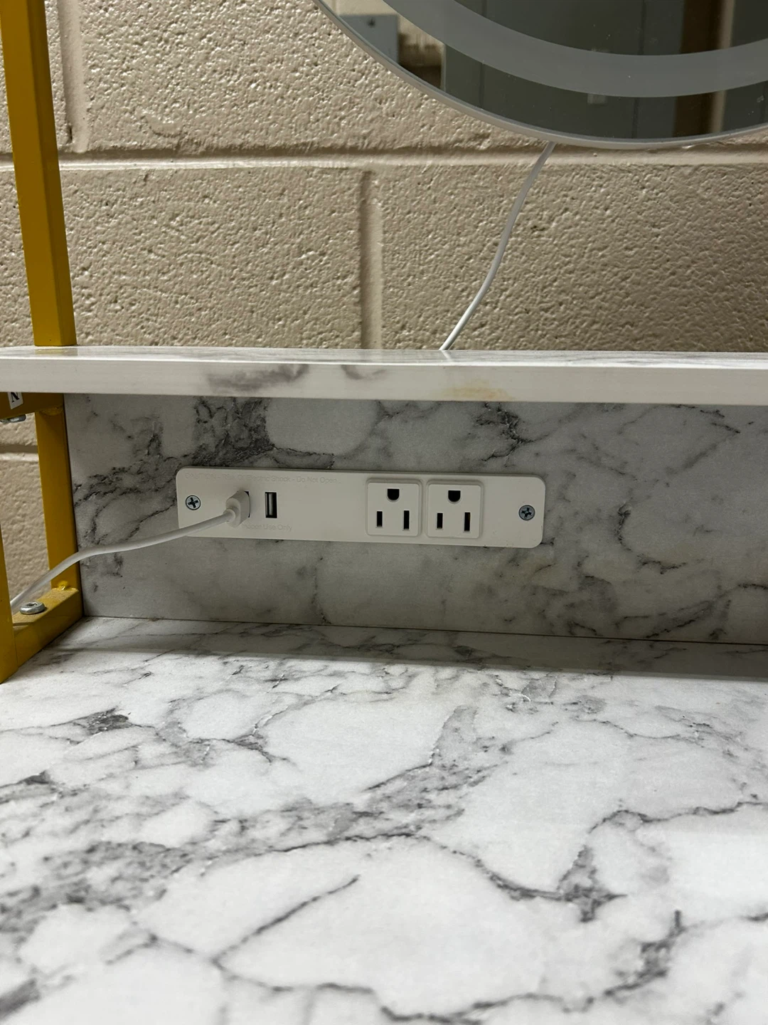 Marble-Finish Vanity with LED Mirror and Power Outlets - photo 3