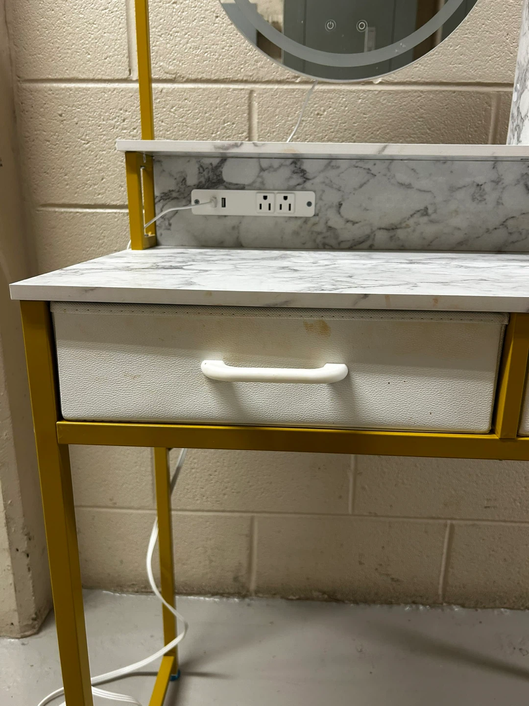 Marble-Finish Vanity with LED Mirror and Power Outlets - photo 4