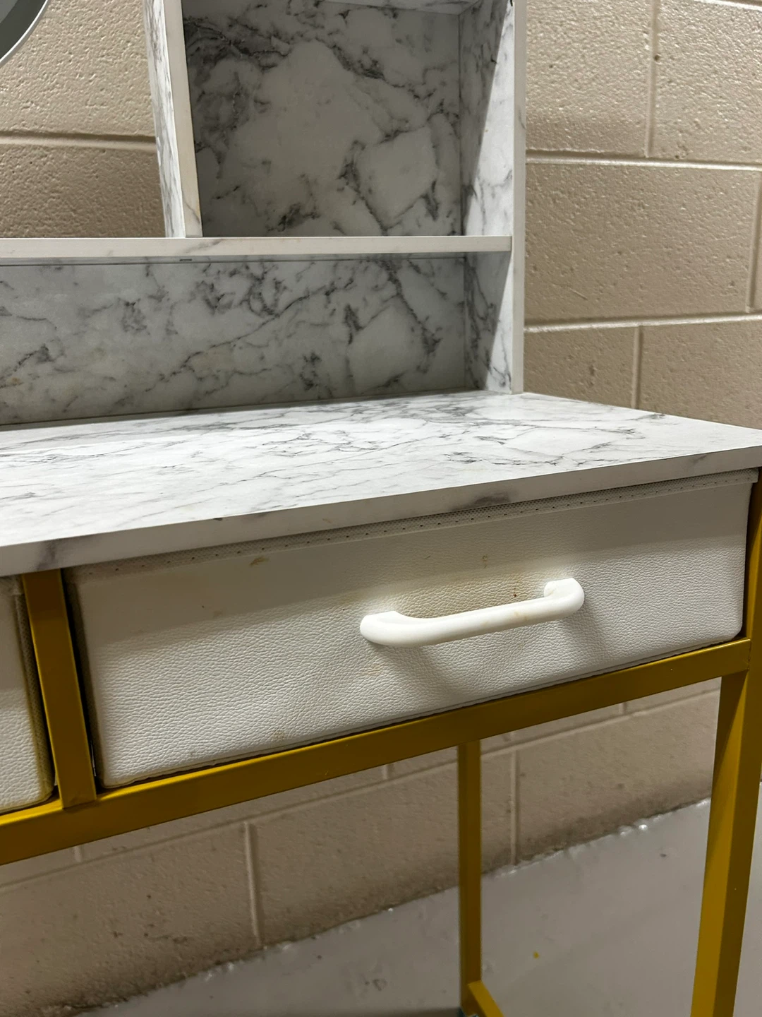 Marble-Finish Vanity with LED Mirror and Power Outlets - photo 5