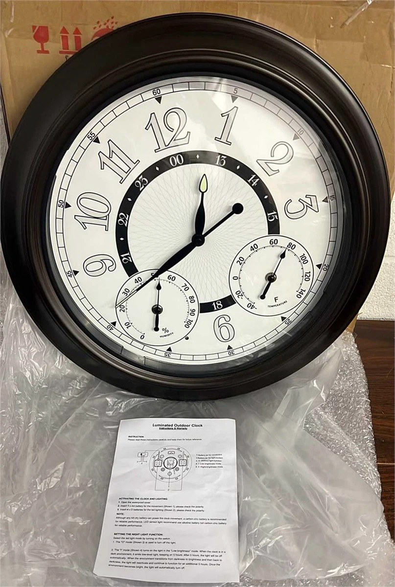 Clock Waterproof 15 Inches with AI Auto Light Smart Sensor,Large - photo 3