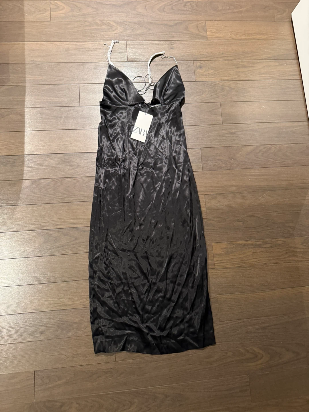 Zara Black Satin Slip Dress