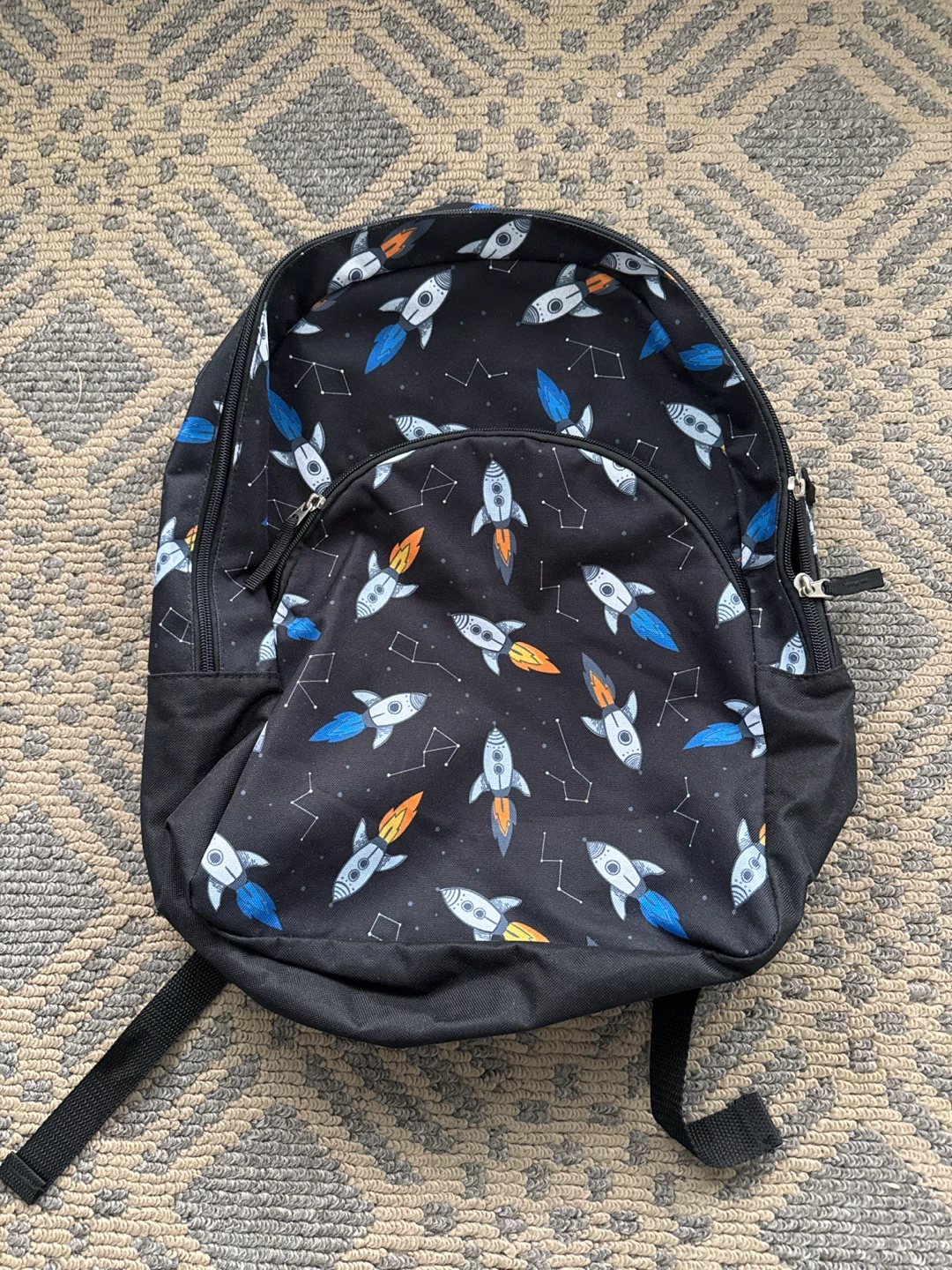 Rocket Ship Print Kids Backpack