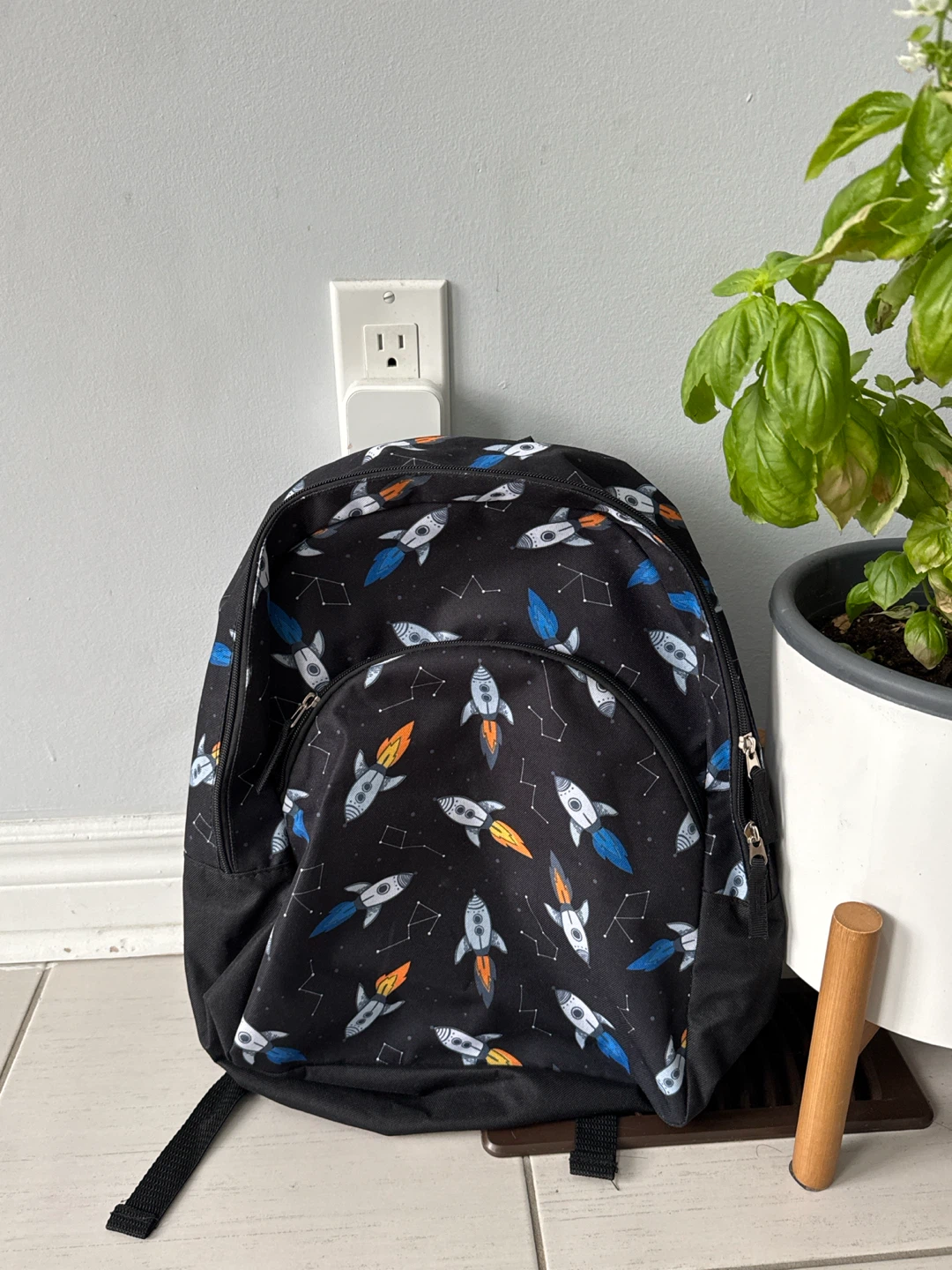 Rocket Ship Print Kids Backpack - photo 3
