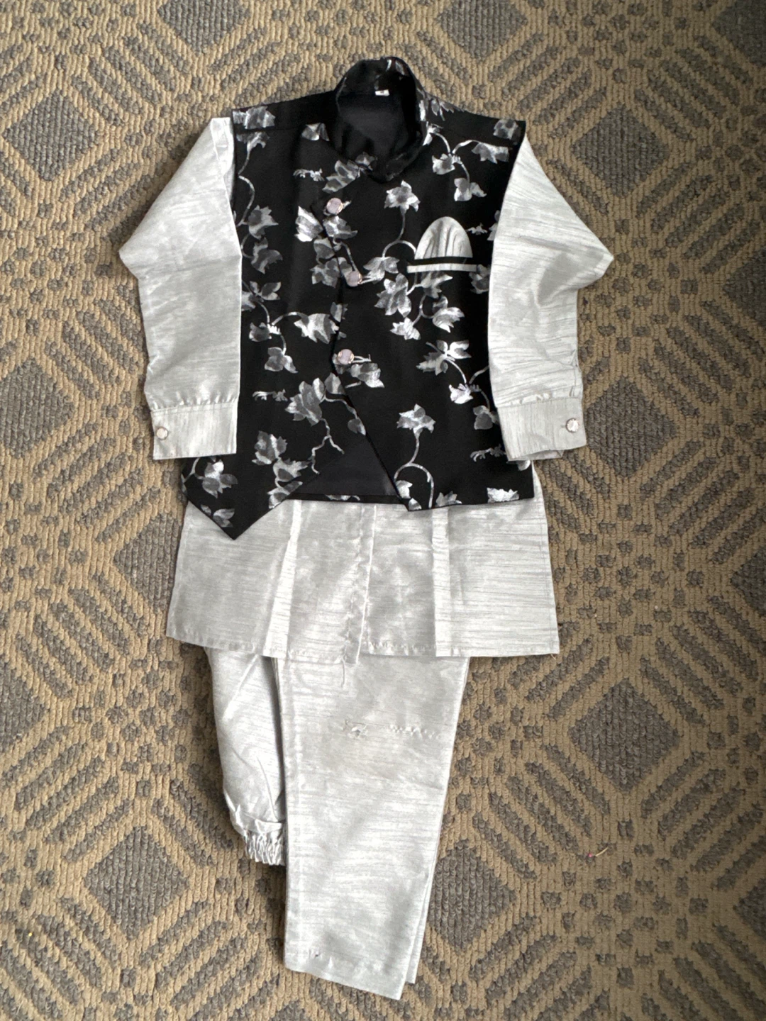 Boys' Silver and Black Traditional Outfit
