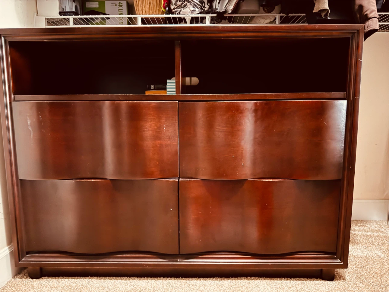 Dark Wood Media Console with Storage - photo 2