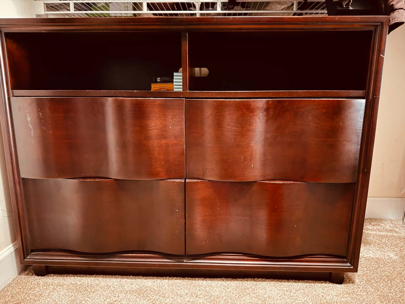 Dark Wood Media Console with Storage - photo 3