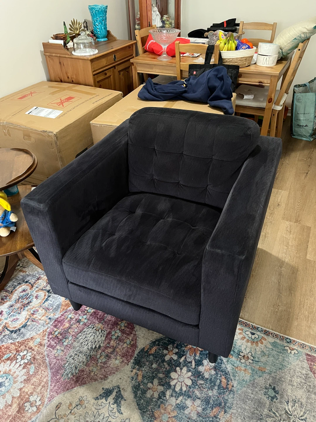 Black Upholstered Sofa and 2 Matching armchair set