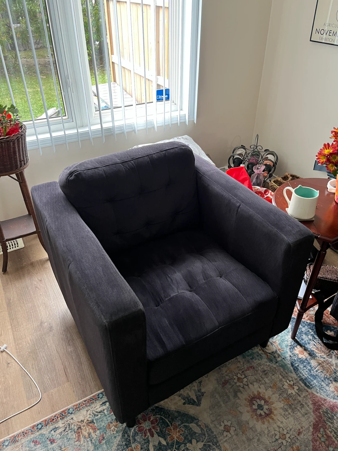 Black Upholstered Sofa and 2 Matching armchair set - photo 2