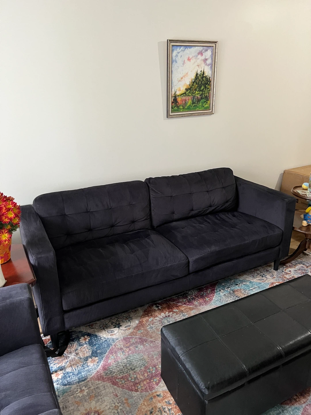 Black Upholstered Sofa and 2 Matching armchair set - photo 4