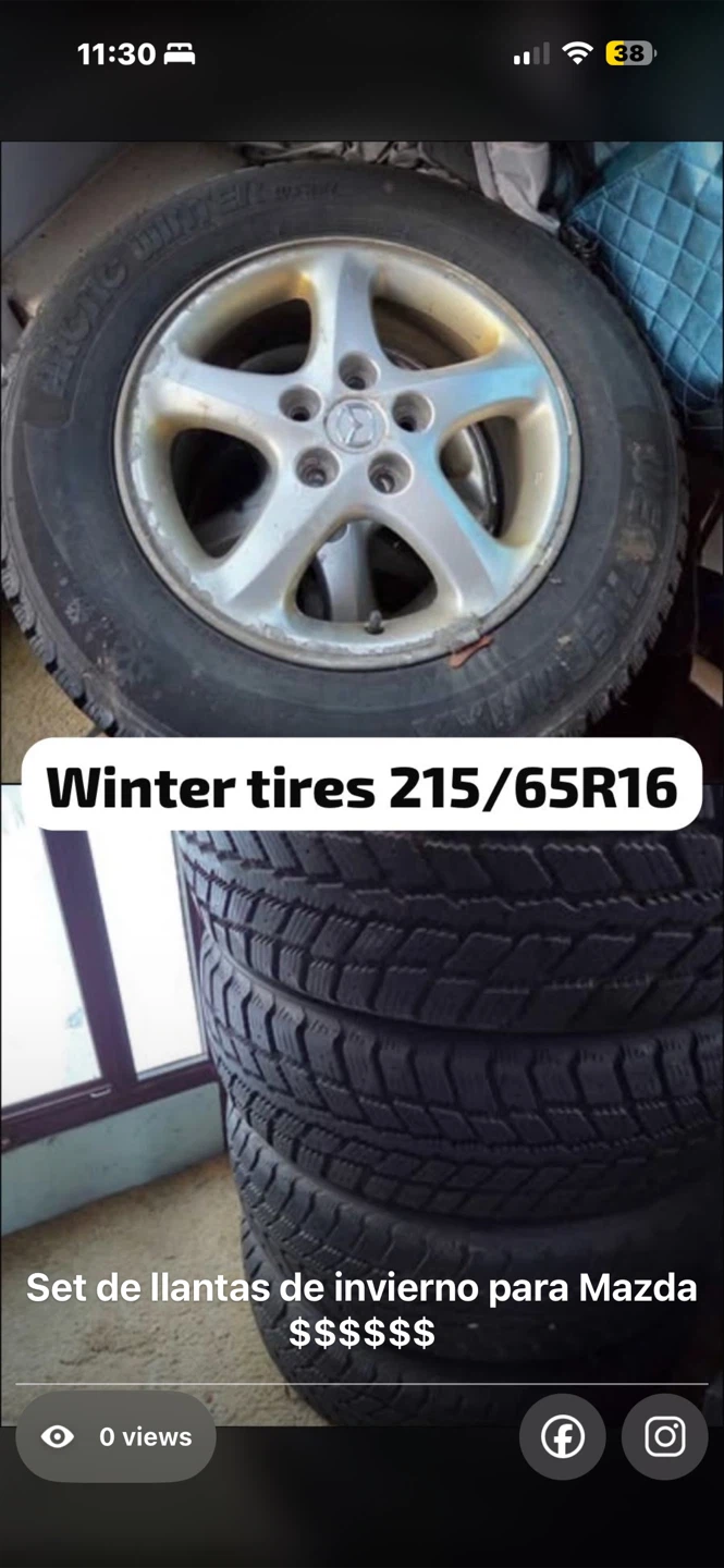 Set of Mazda Winter Tires 215/65R16
