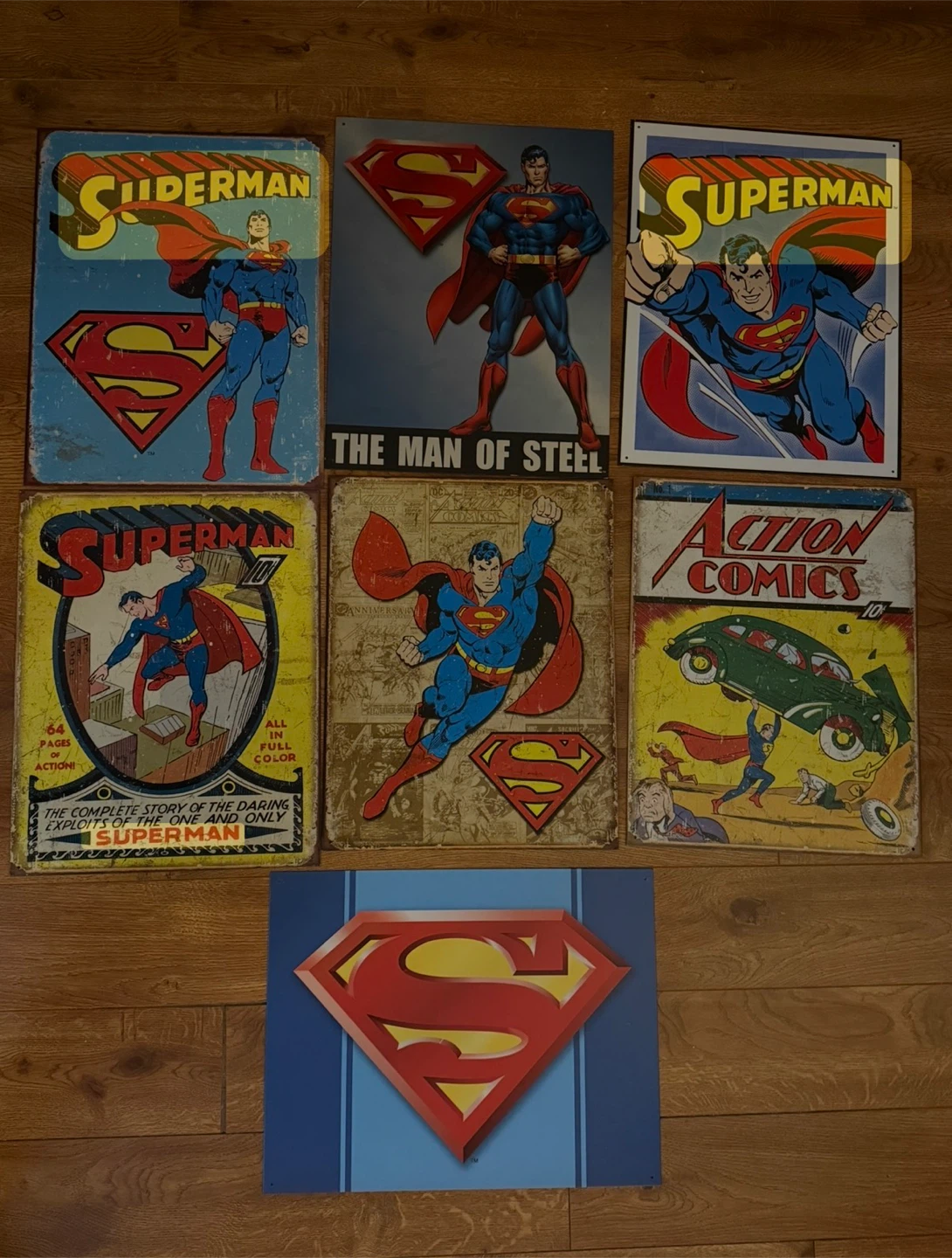 Set of 7 Superman Metal Wall Signs