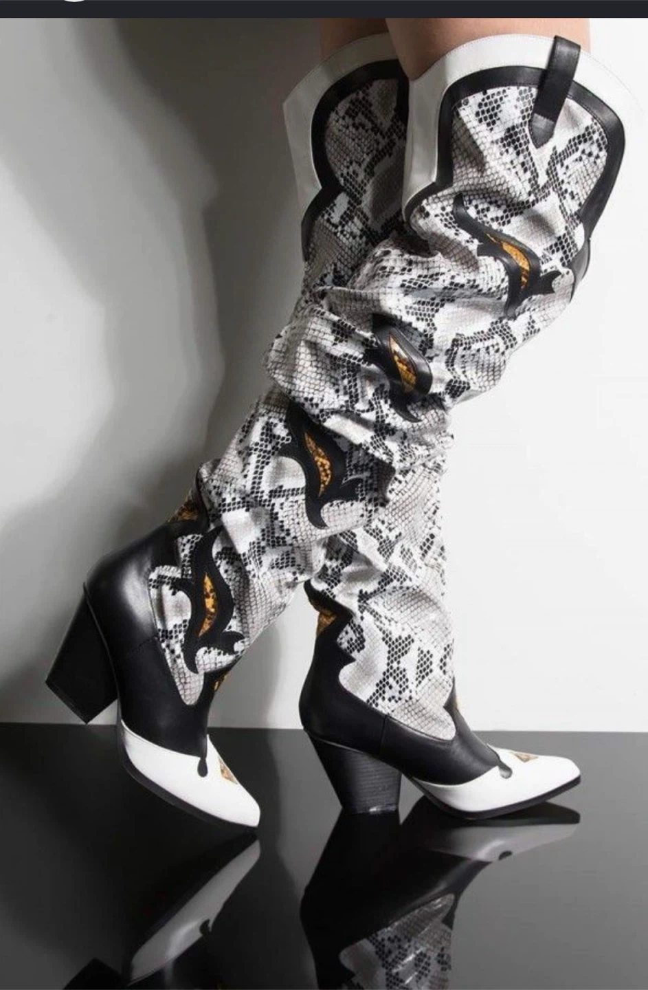 Lemonade Molly Over-the-Knee Snake Boots