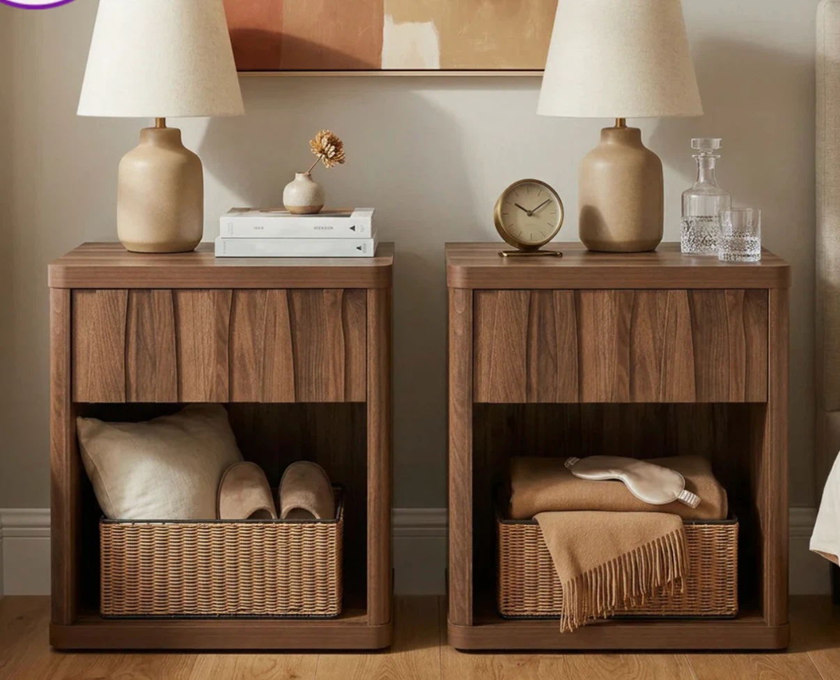 Set of Two Walnut Nightstands - photo 2