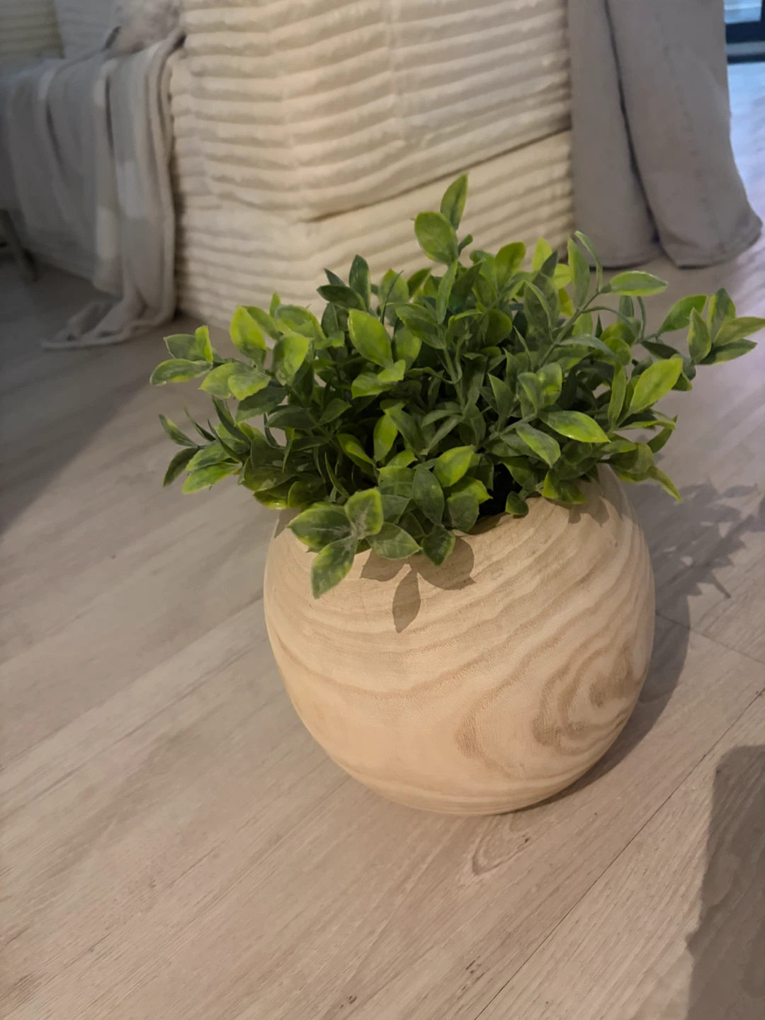 Artificial Faux Plant in Wooden Bowl