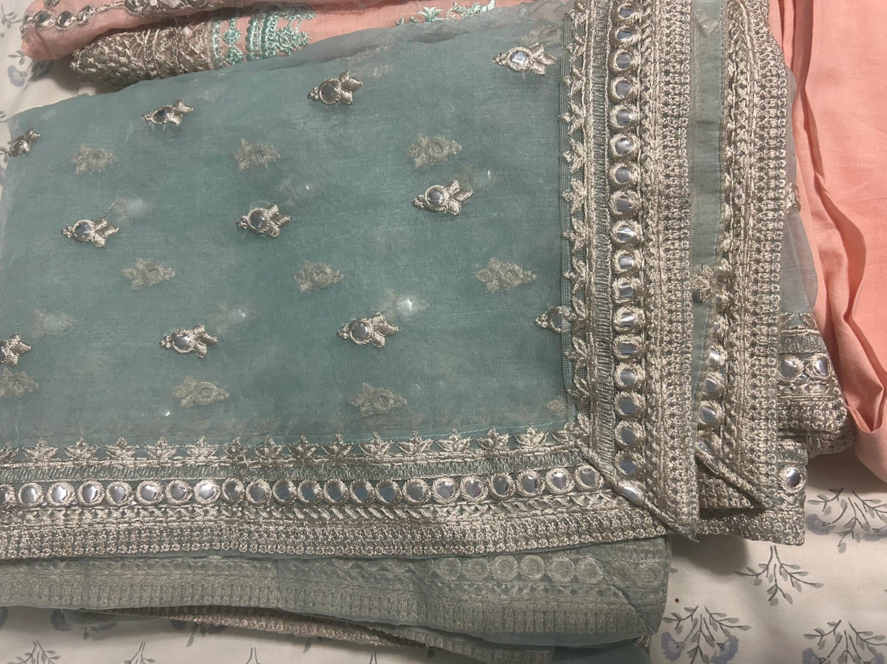 Peach Pakistani Suit with Embellished Dupatta - photo 5