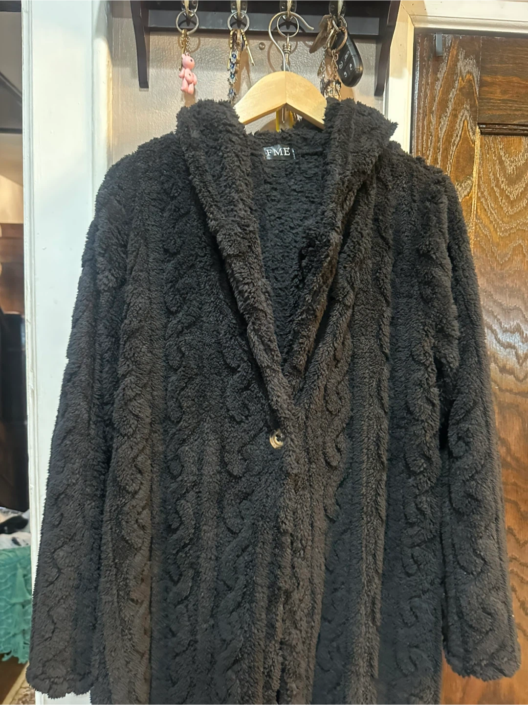 FME Black Faux Fur Hooded Coat - photo 3