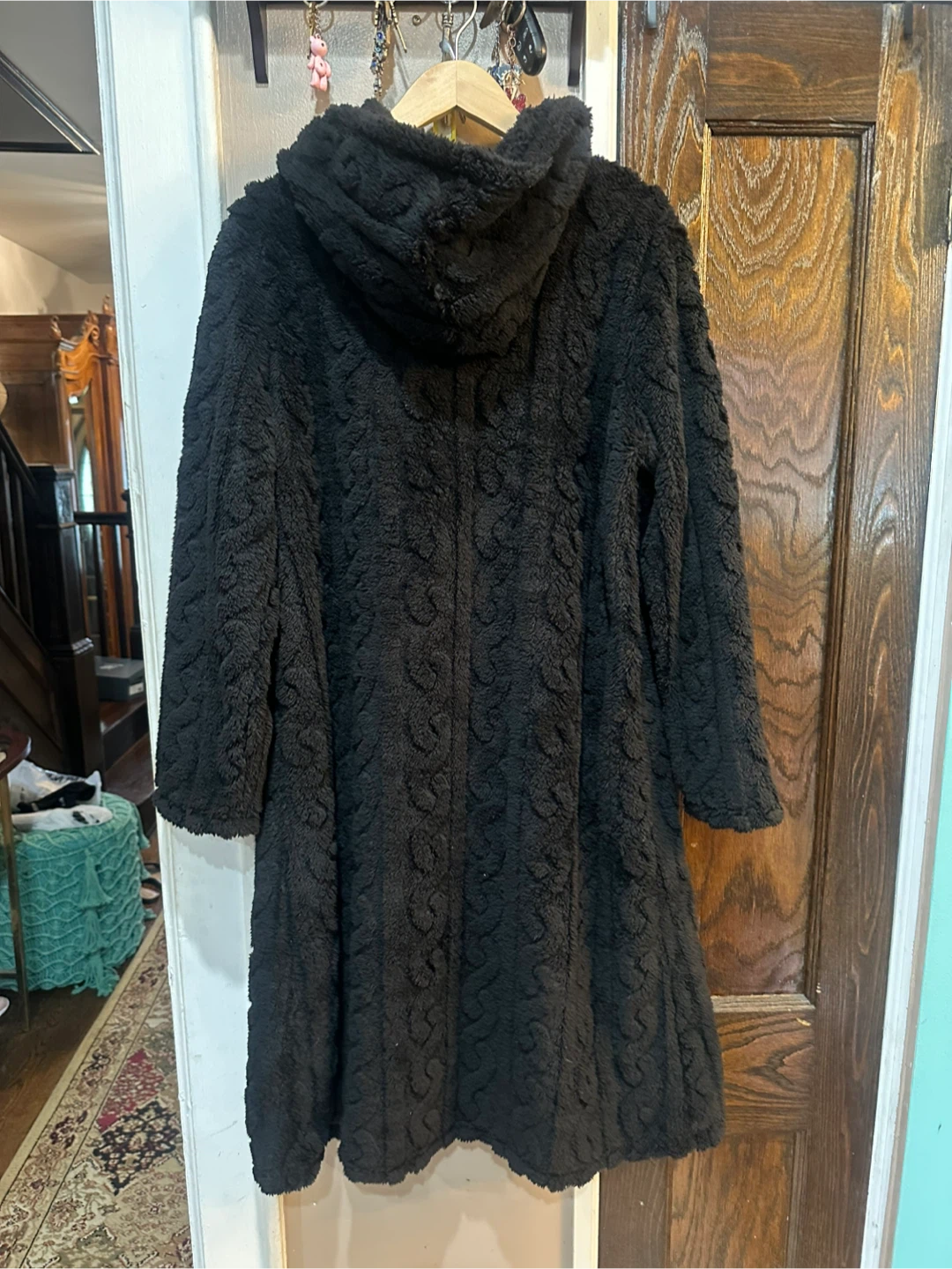 FME Black Faux Fur Hooded Coat - photo 5