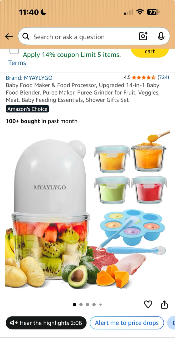 MYAYLYGO 14-in-1 Baby Food Maker and Processor