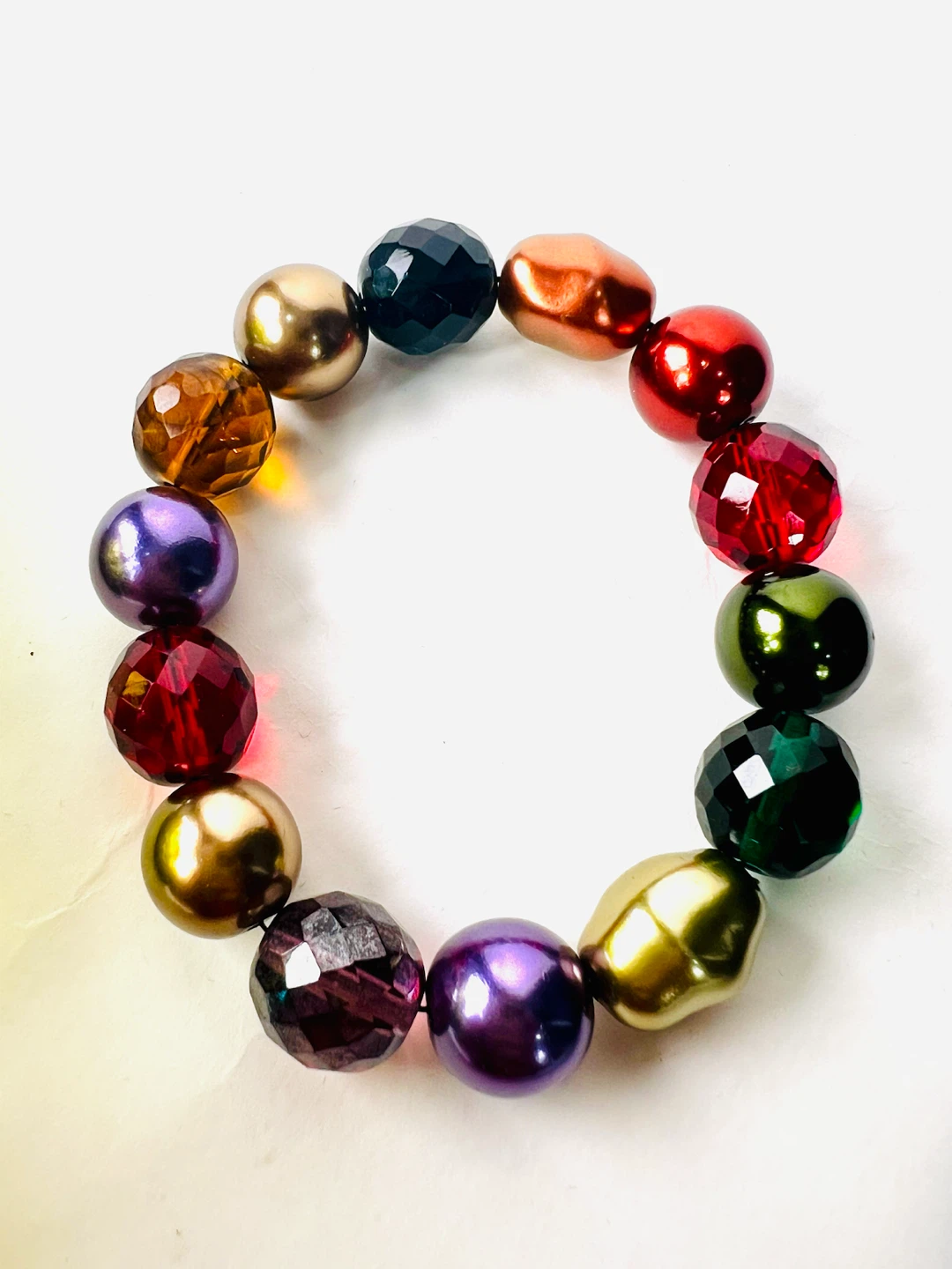 Joan Rivers Multicolor Faceted Bead Faux Pearl Stretch Bracelet - photo 2