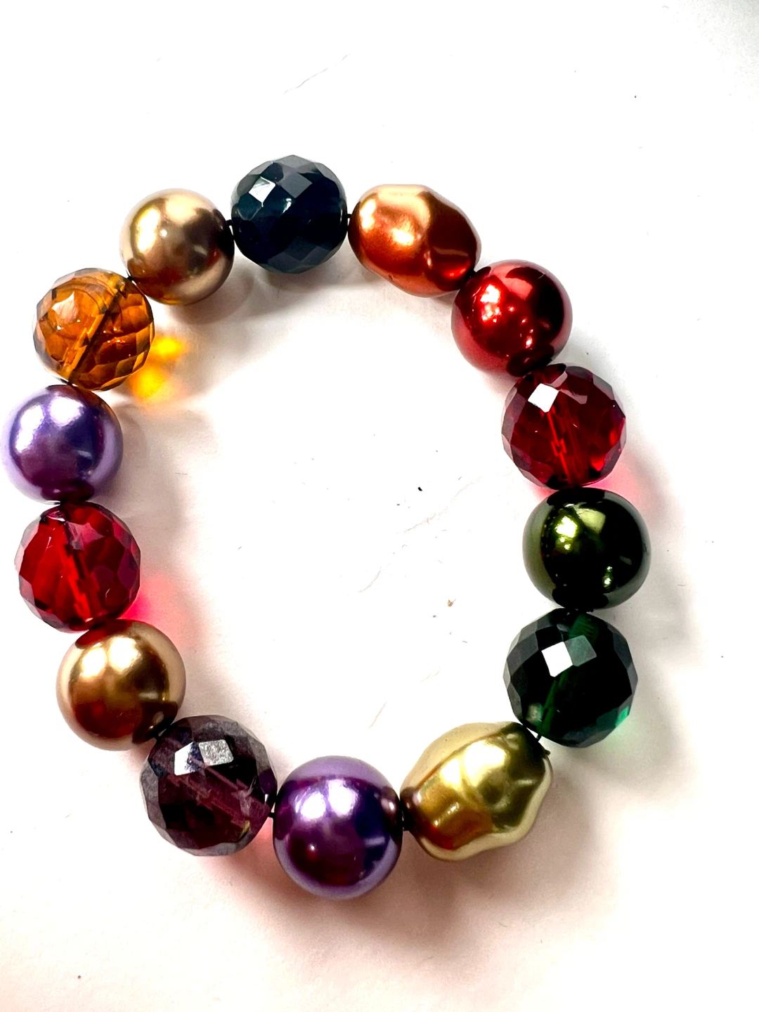 Joan Rivers Multicolor Faceted Bead Faux Pearl Stretch Bracelet - photo 3