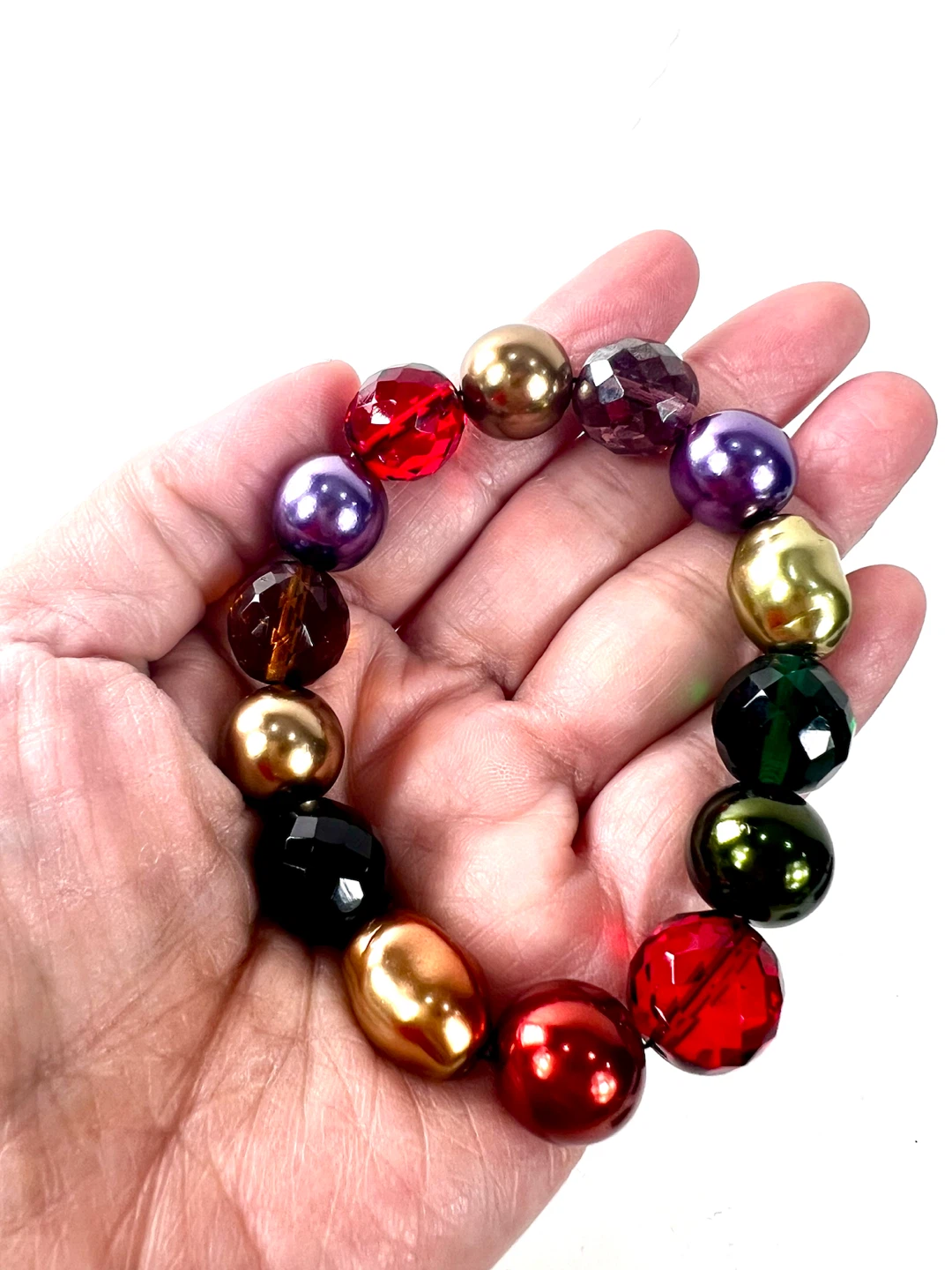 Joan Rivers Multicolor Faceted Bead Faux Pearl Stretch Bracelet - photo 5