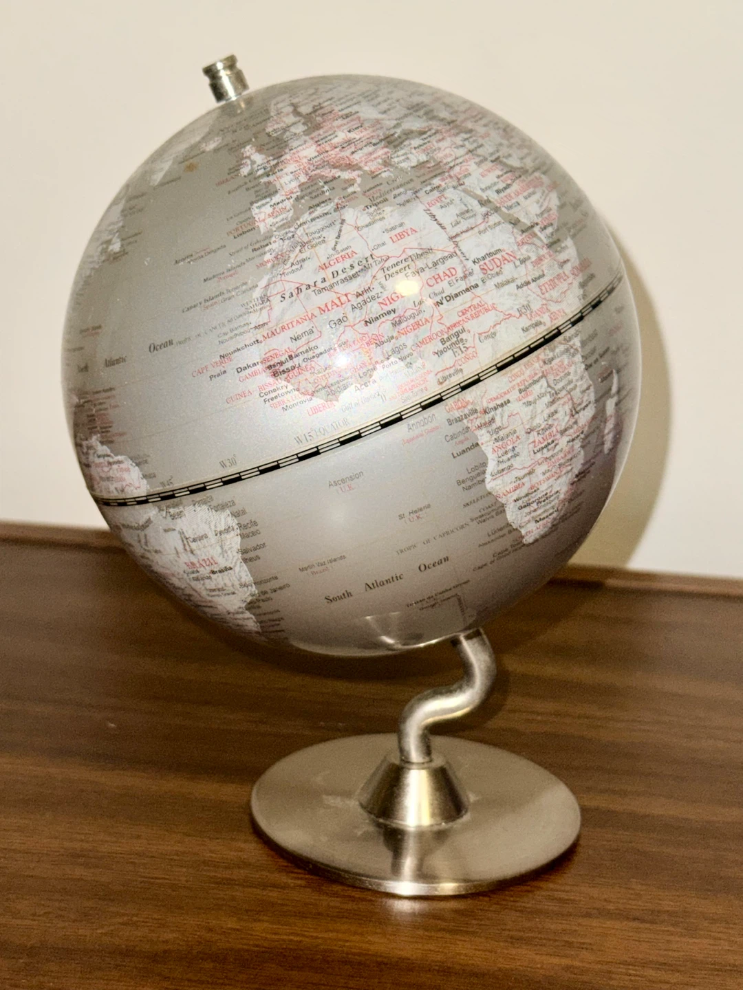 Silver World Desk Globe | Modern Vintage-Style Decor