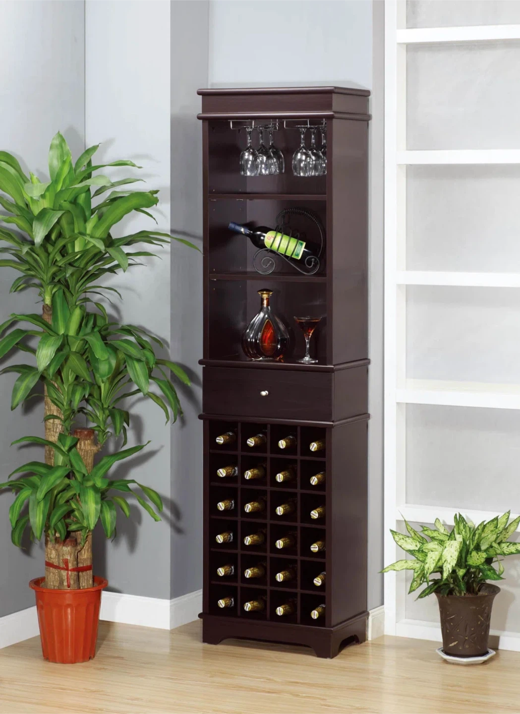 Espresso Wood Wine Cabinet & Bar Hutch – Excellent Condition - photo 2