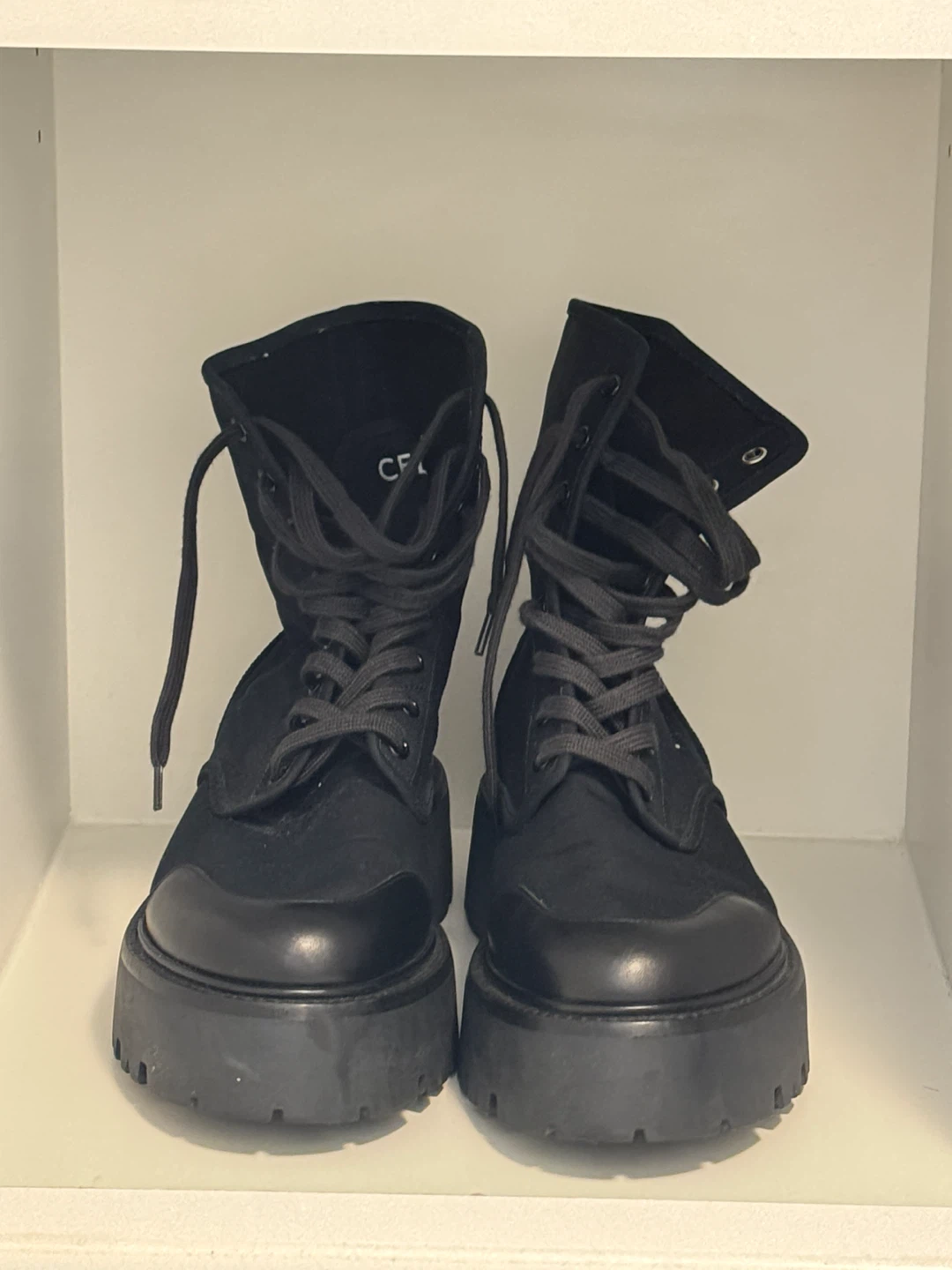 Celine Black Lace-Up Combat Boots Size 42