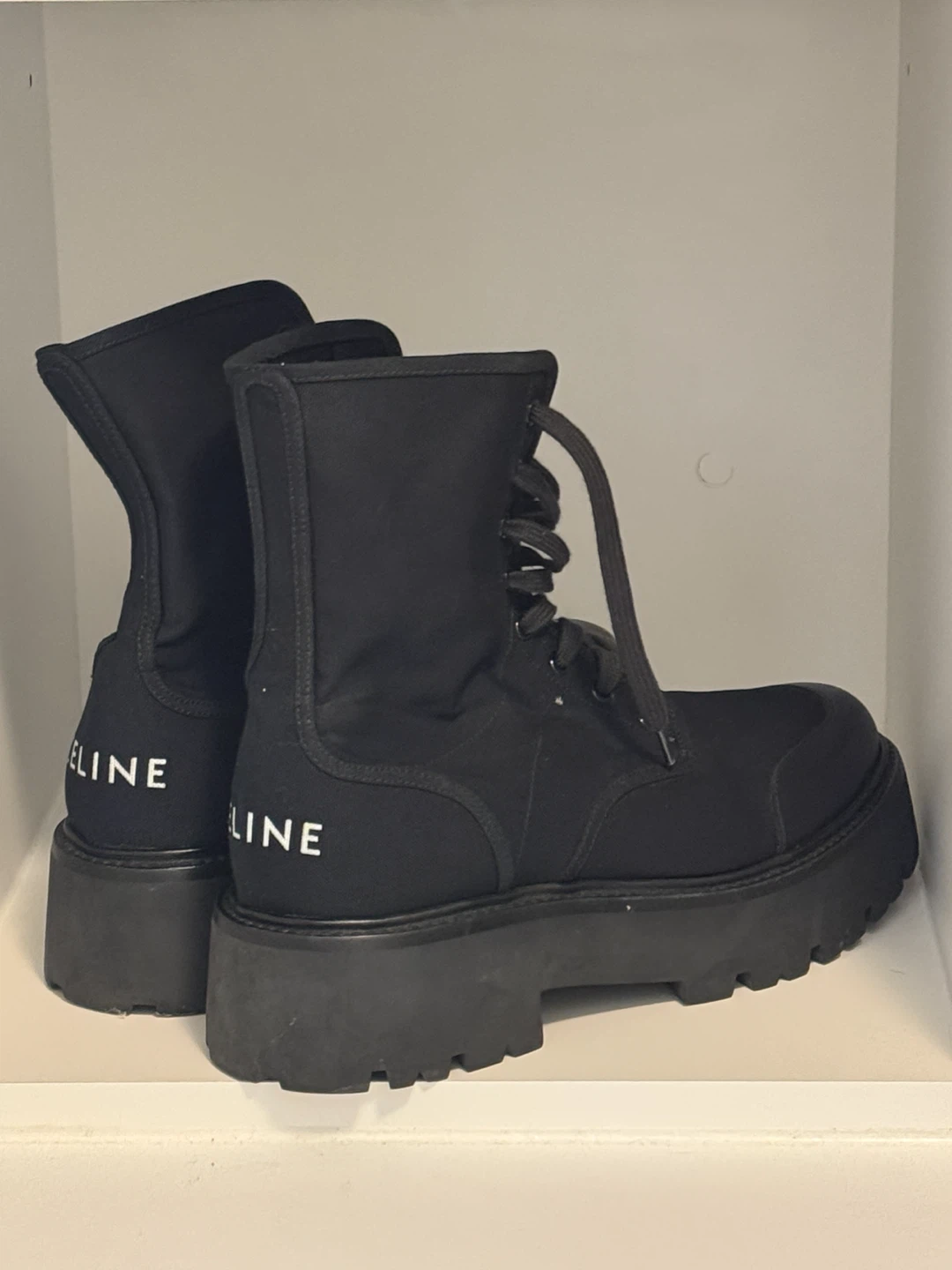 Celine Black Lace-Up Combat Boots Size 42 - photo 2