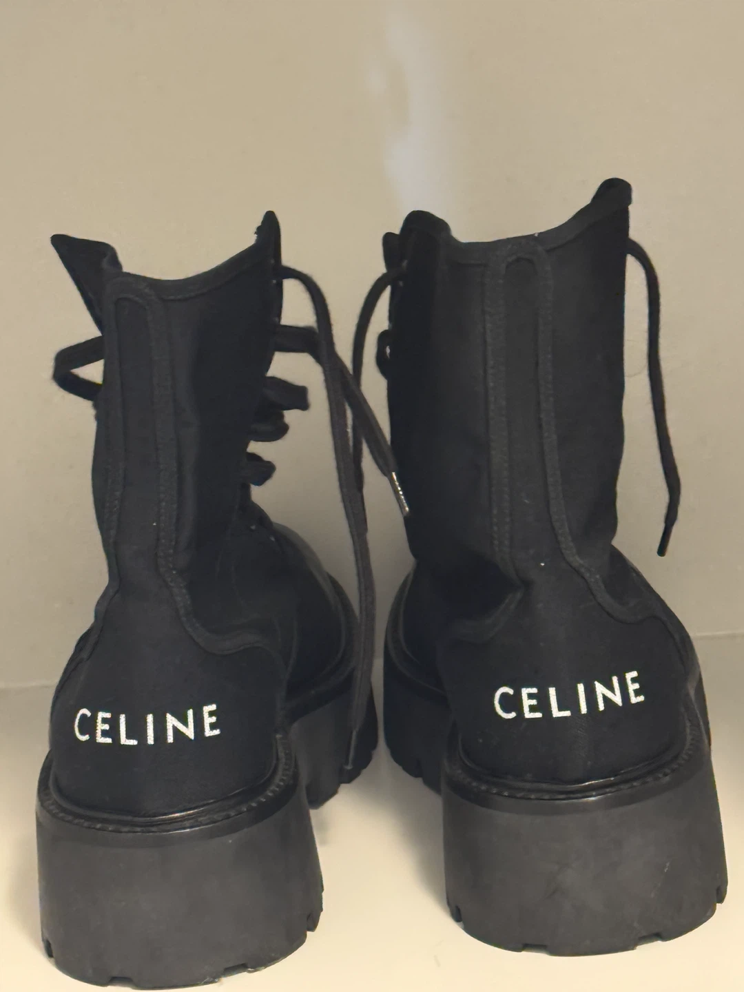Celine Black Lace-Up Combat Boots Size 42 - photo 3