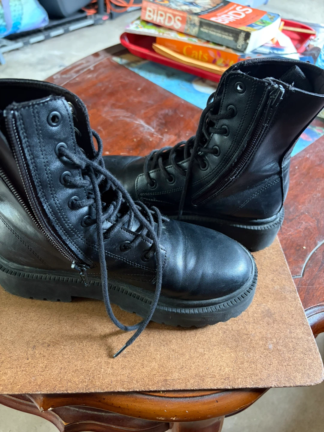 Zara Black Lace-Up Boots Size 34