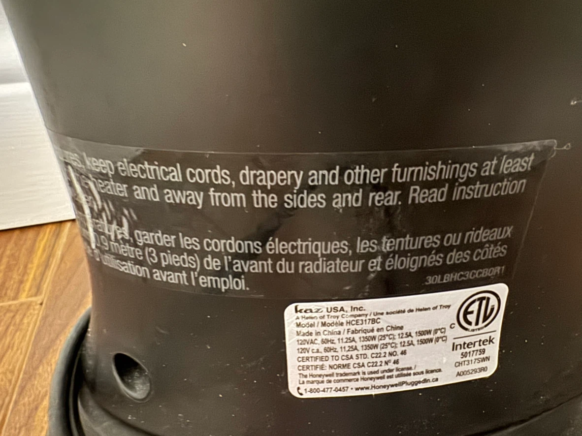Honeywell Slim Ceramic Tower Heater HCE317BC - photo 2