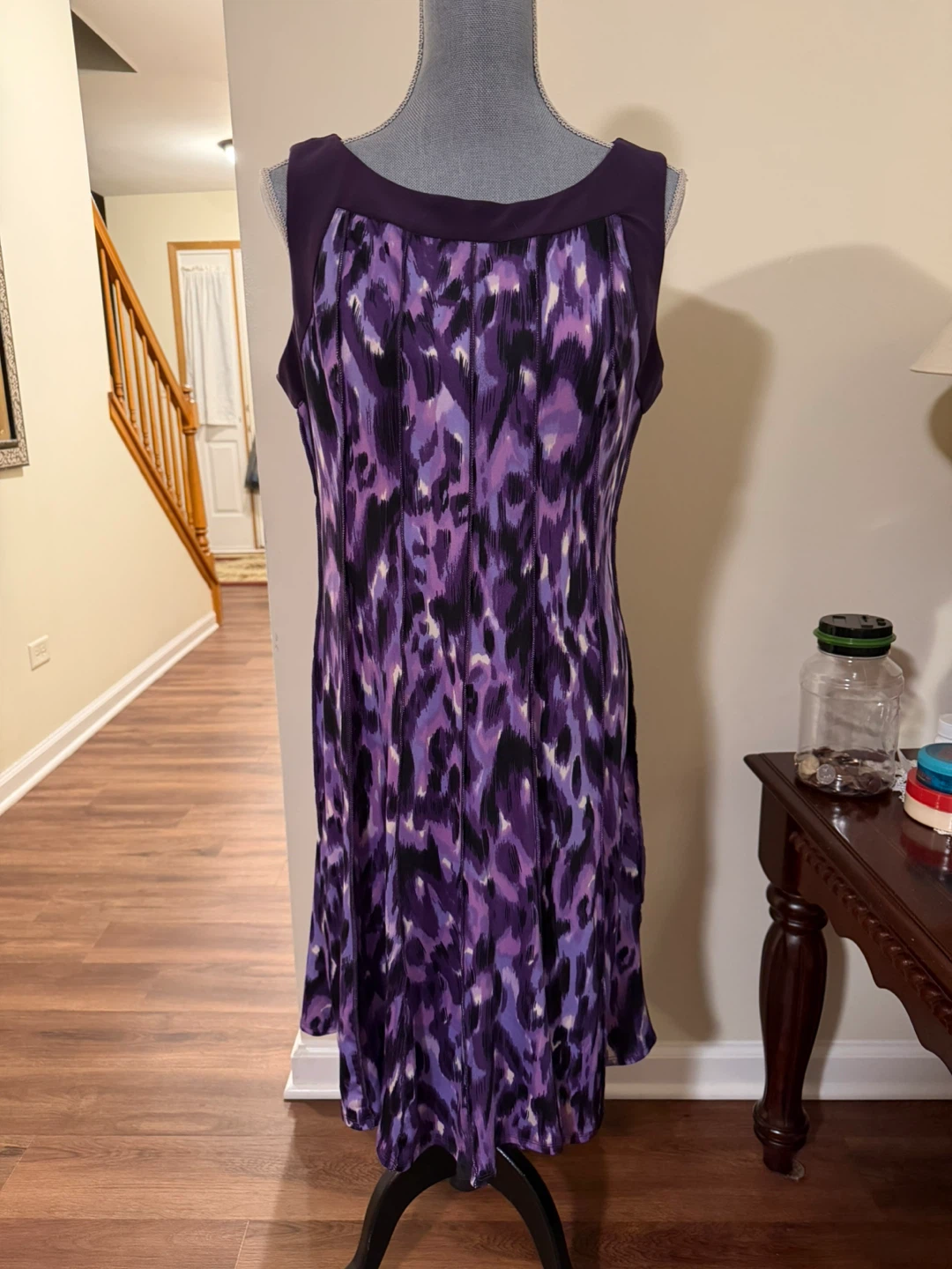 Perceptions New York Purple Print Sleeveless Dress