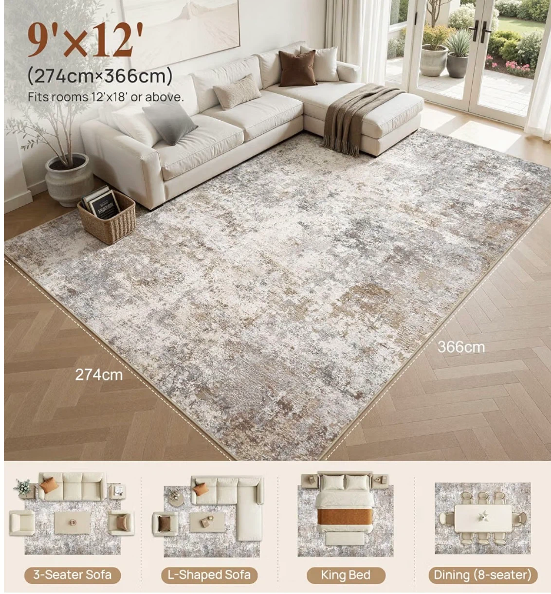 Large Abstract Area Rug - 9' x 12' - photo 2