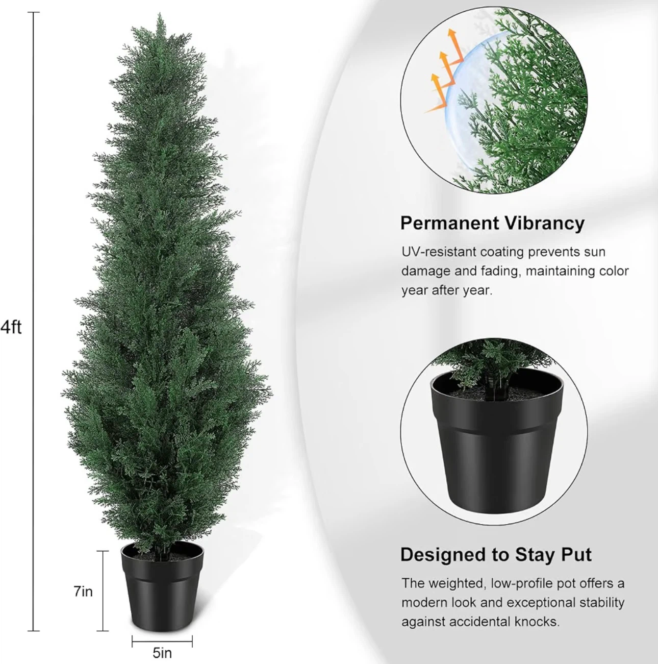 Set of Two 4ft Artificial Cedar Topiary Trees - photo 2