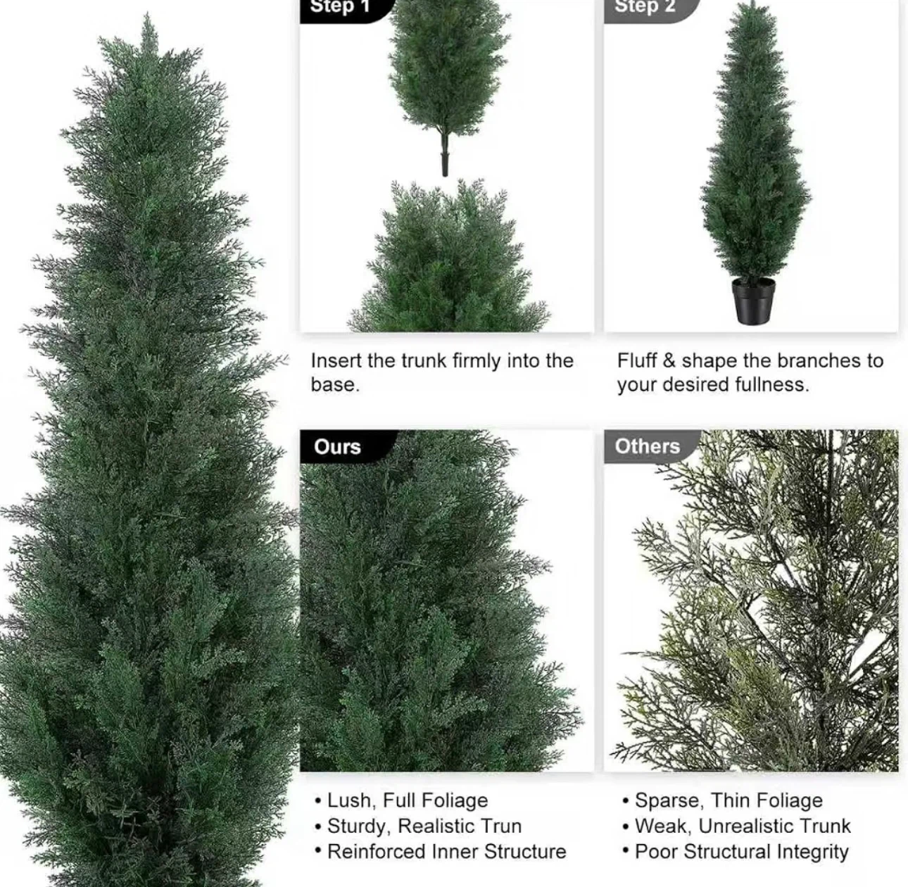 Set of Two 4ft Artificial Cedar Topiary Trees - photo 5