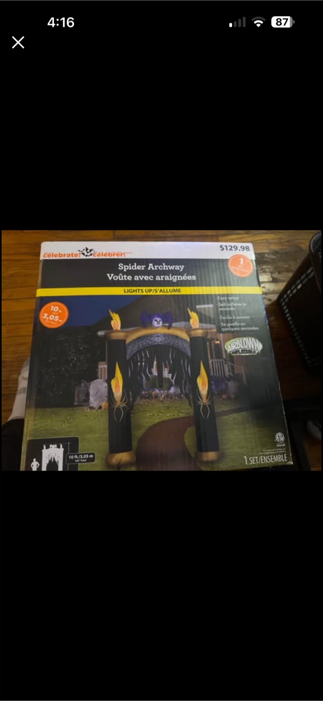 Brand new in box Celebrate Spider Archway Inflatable 10ft