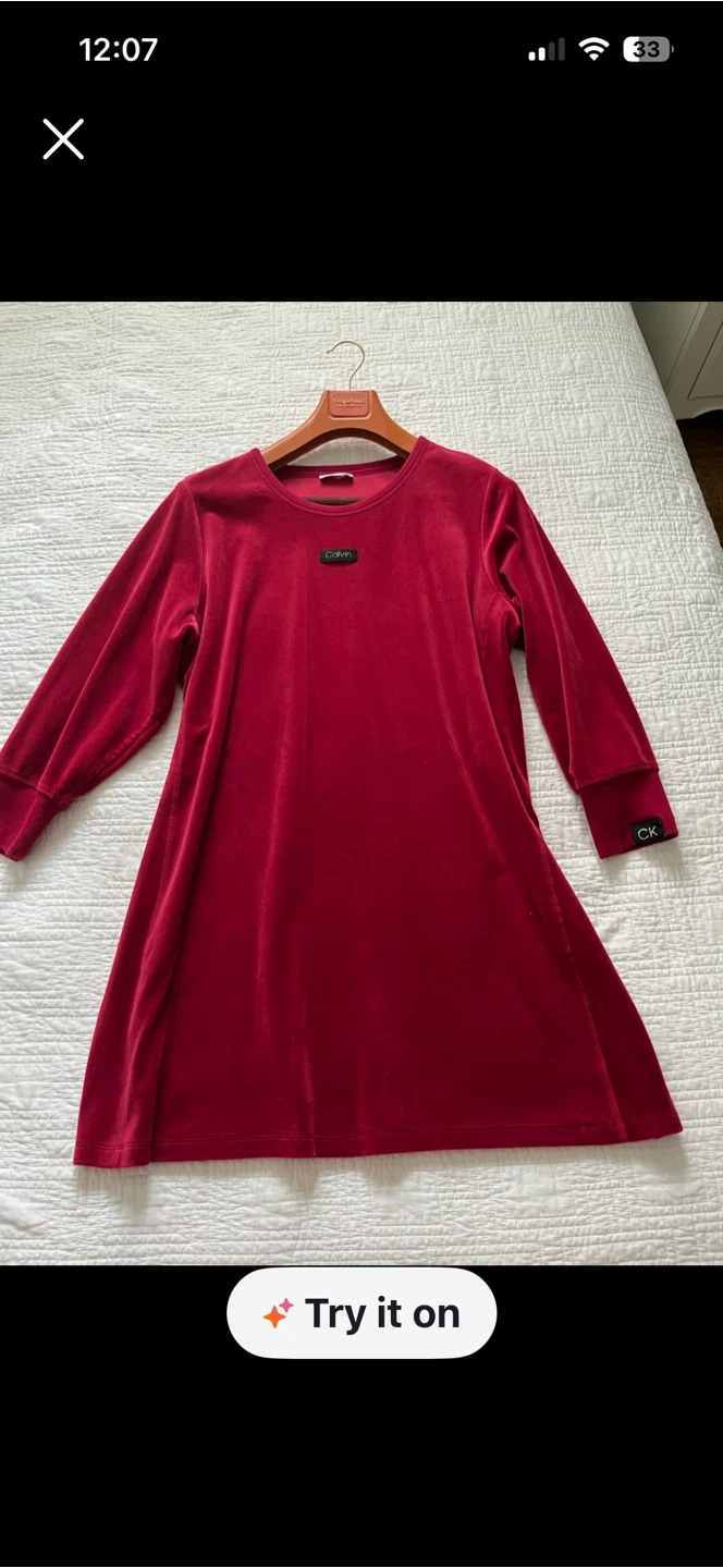 Calvin Klein Red Velvet Dress