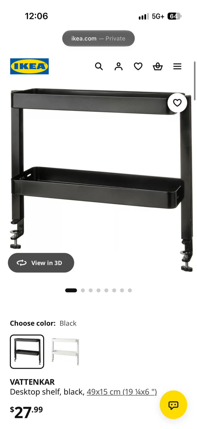 IKEA VATTENKAR black desktop shelf - photo 2