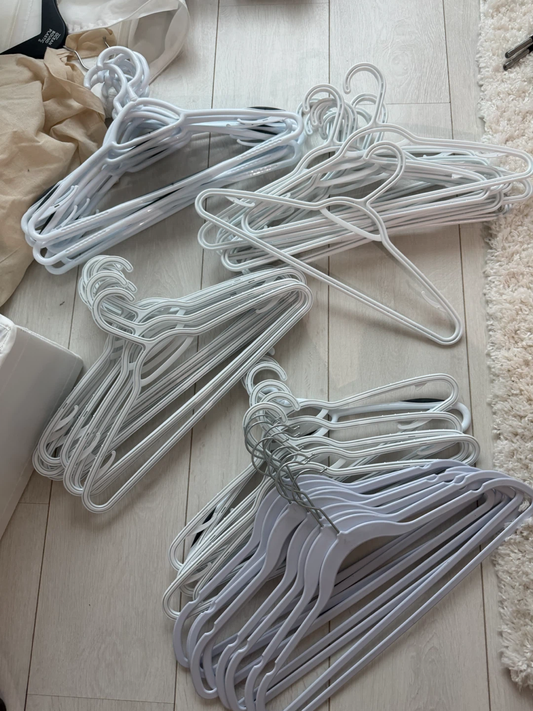 Set of 44 White Plastic Clothes Hangers
